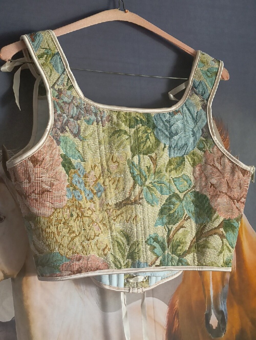 Scarlett Boutique Floral Tapestry Lace-Up Cropped Camisole - Picture 6 of 7